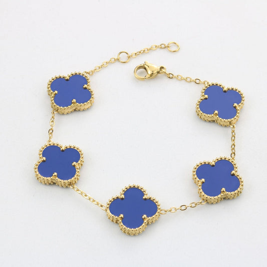 ARMBAND VIERBLATT GLÜCK BLAU